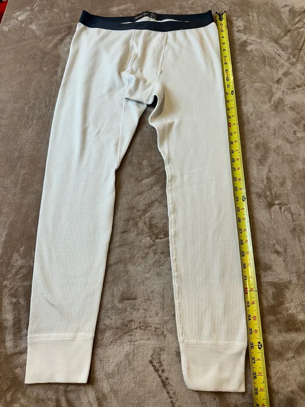 Fruit of the Loom Waffle Thermal Long Johns Pants White Large Men